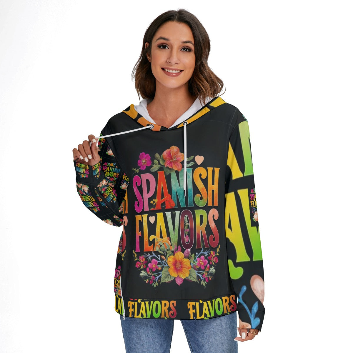 All-Over Print Women's Heavy Fleece Zip-on-the-Side Hoodie