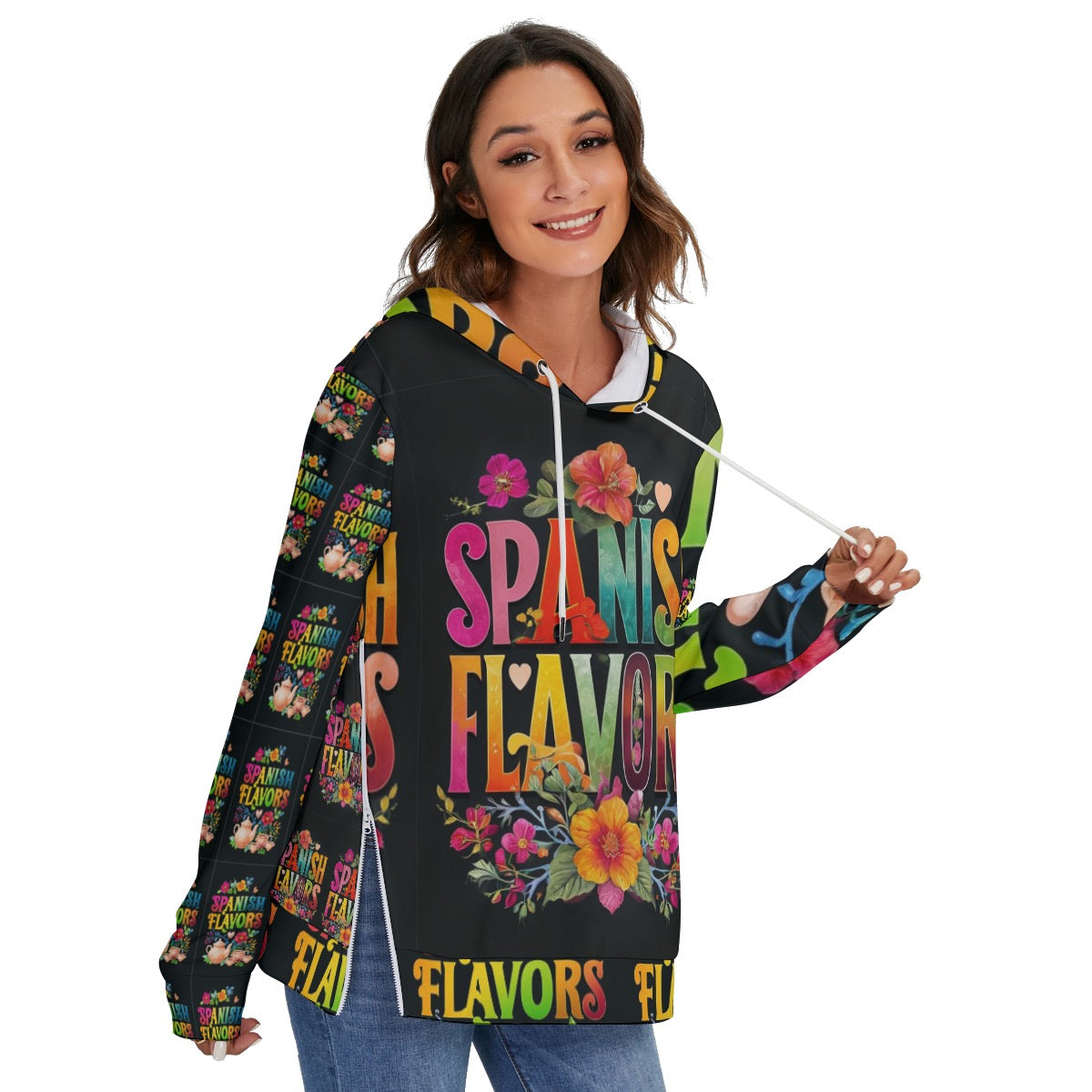 All-Over Print Women's Heavy Fleece Zip-on-the-Side Hoodie