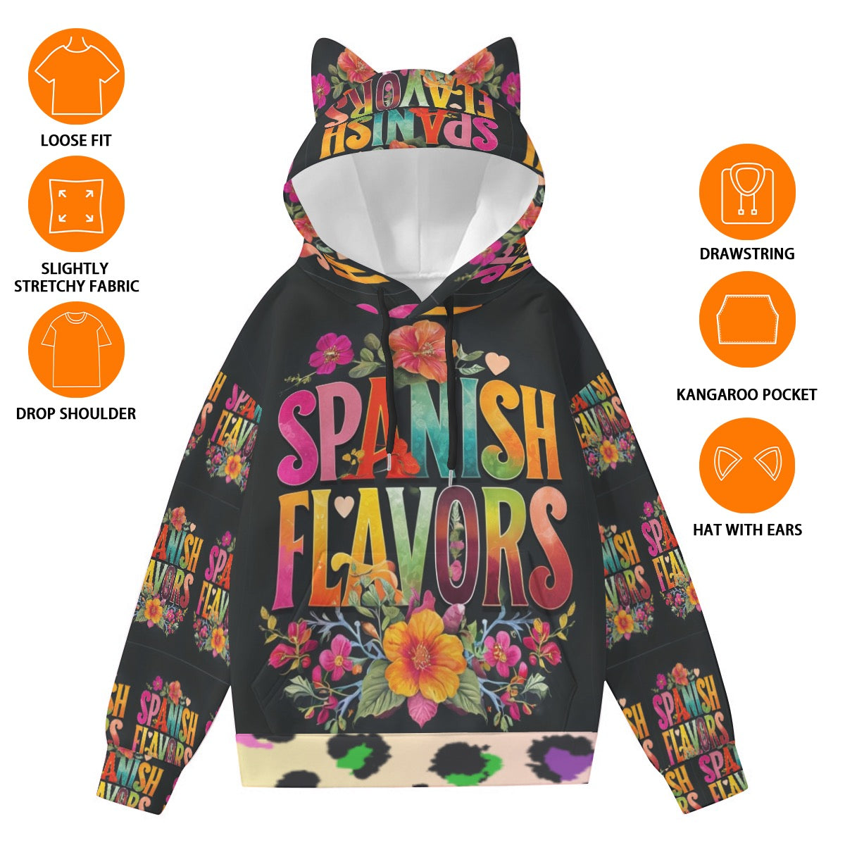 Spanish Flavors Hoodie With Decorative Ears