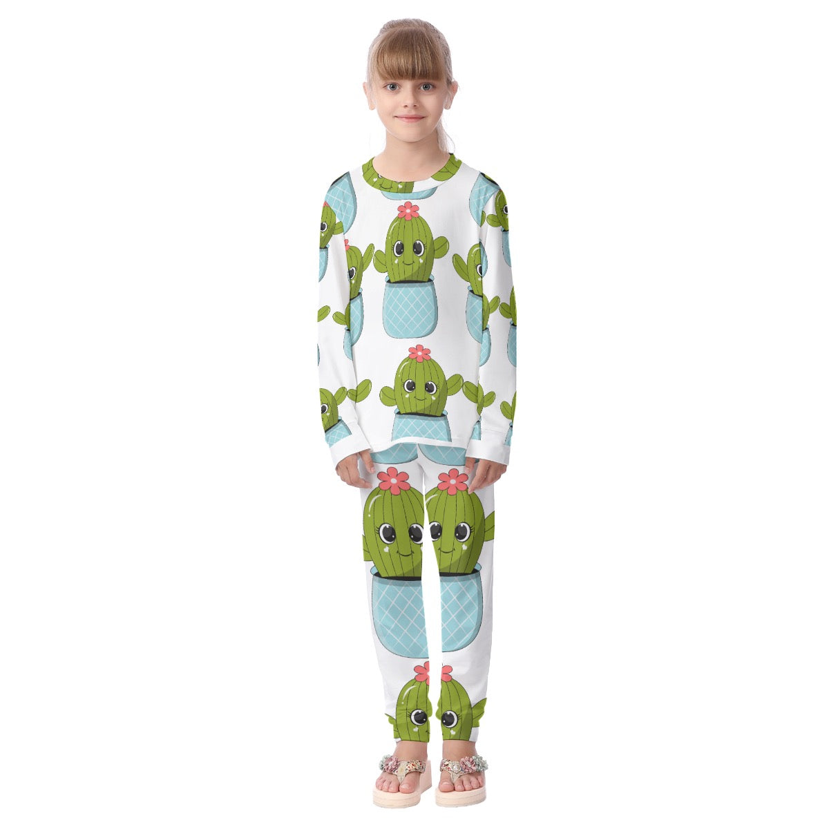 All-Over Cactus Print Kid's Pajamas Set