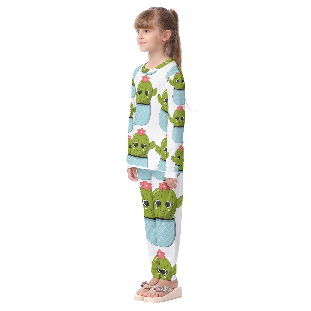 All-Over Cactus Print Kid's Pajamas Set