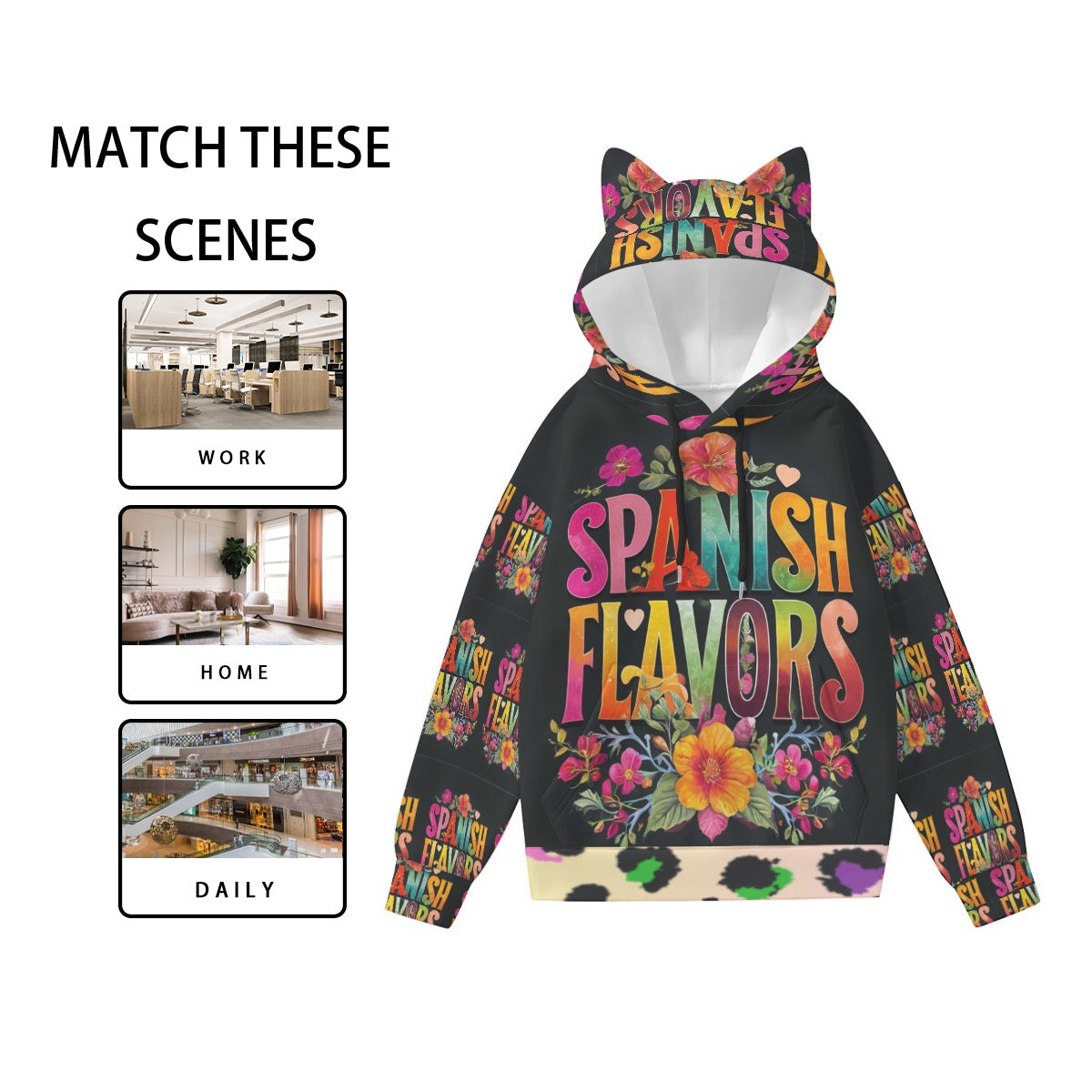 Spanish Flavors Hoodie With Decorative Ears