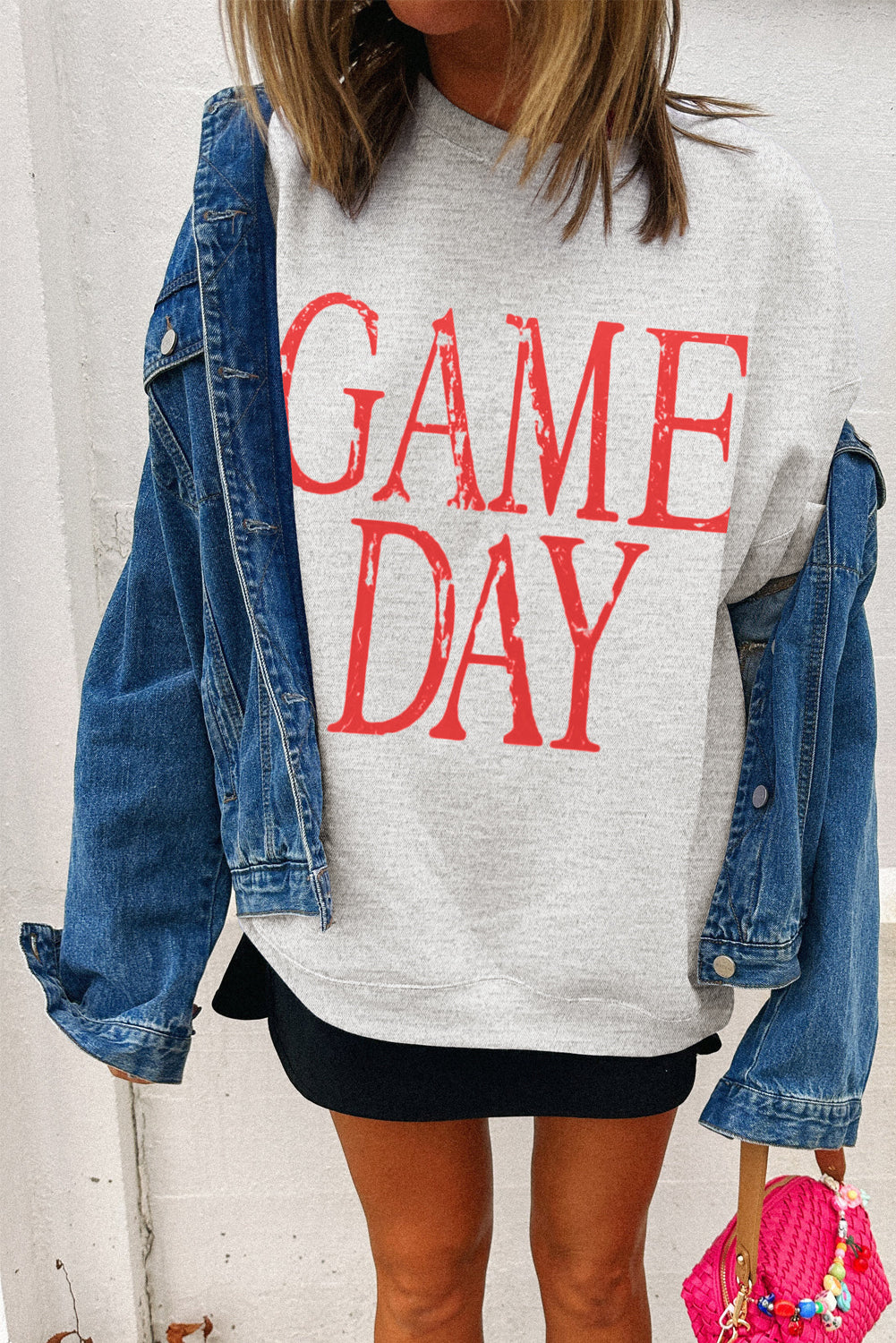 GAME DAY Vintage Washed Graphic Baggy Sweatshirt