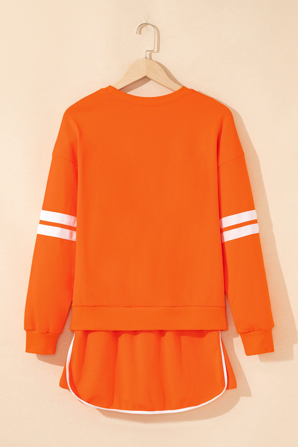 Fly Girl Varsity Stripe Detail Drop Shoulder Pullover Mini Skirt Set