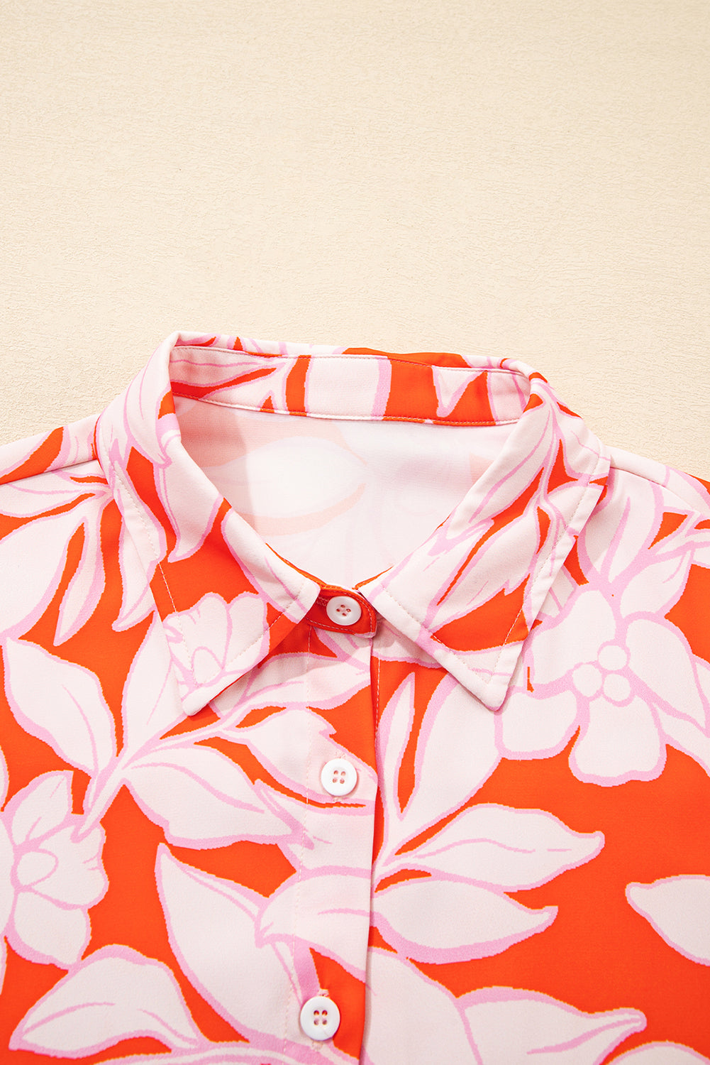 Botanical Blaze Print Single Chest Pocket Button Up Shirt