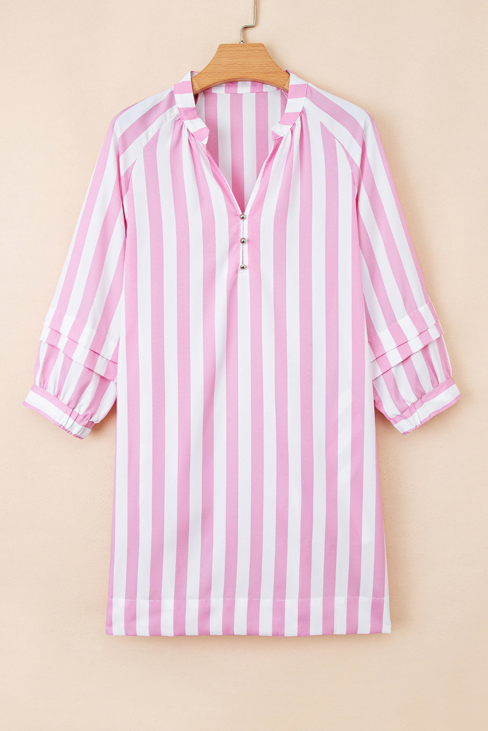 Cow Girl Stripe Bracelet Sleeve Buttons Loose Mini Dress