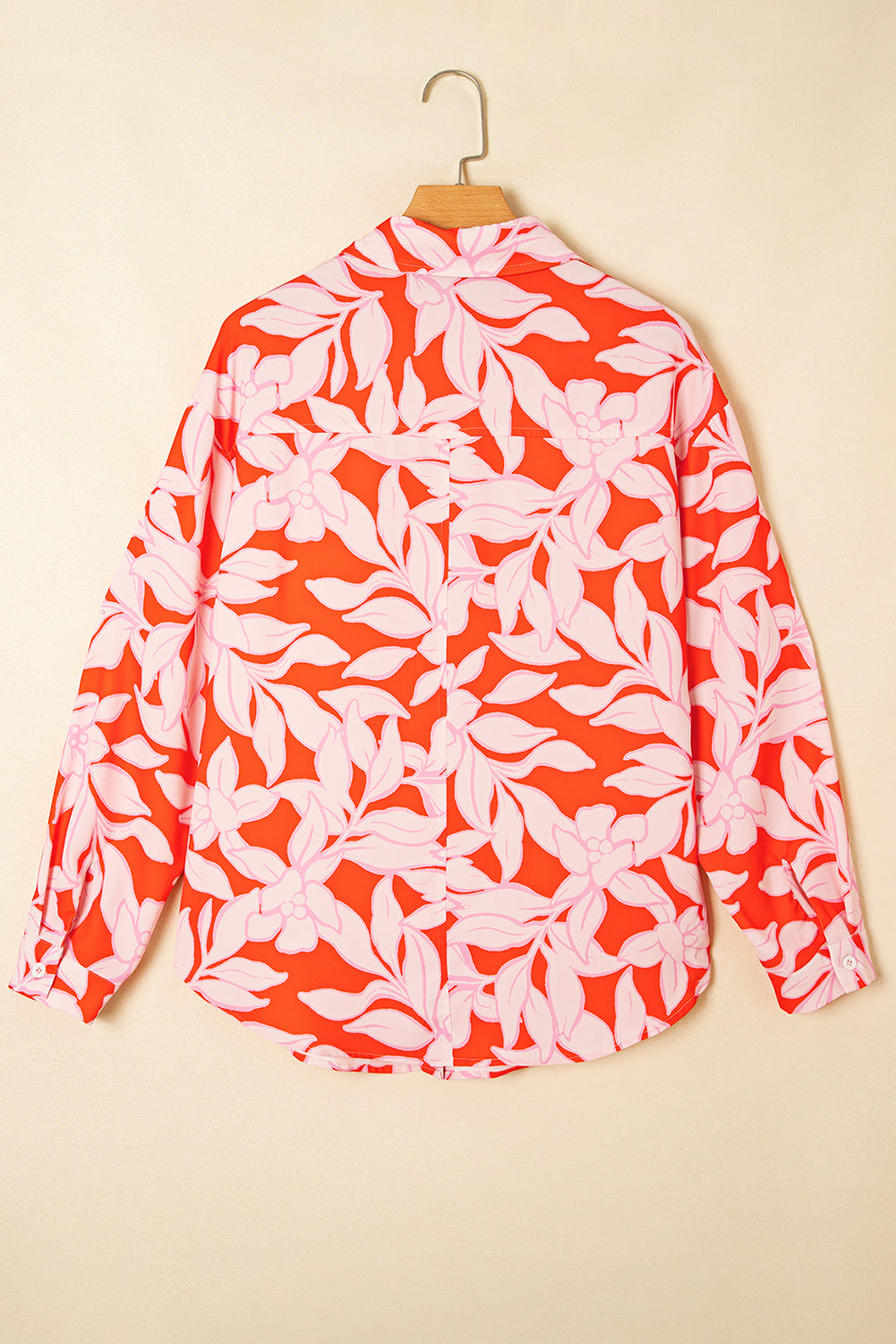 Botanical Blaze Print Single Chest Pocket Button Up Shirt
