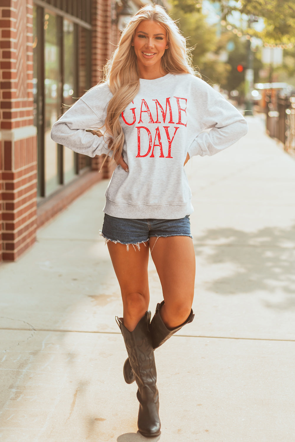 GAME DAY Vintage Washed Graphic Baggy Sweatshirt