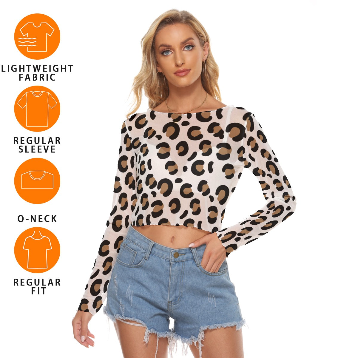 All-Over Print Women's Mesh Long Sleeves T-shirt