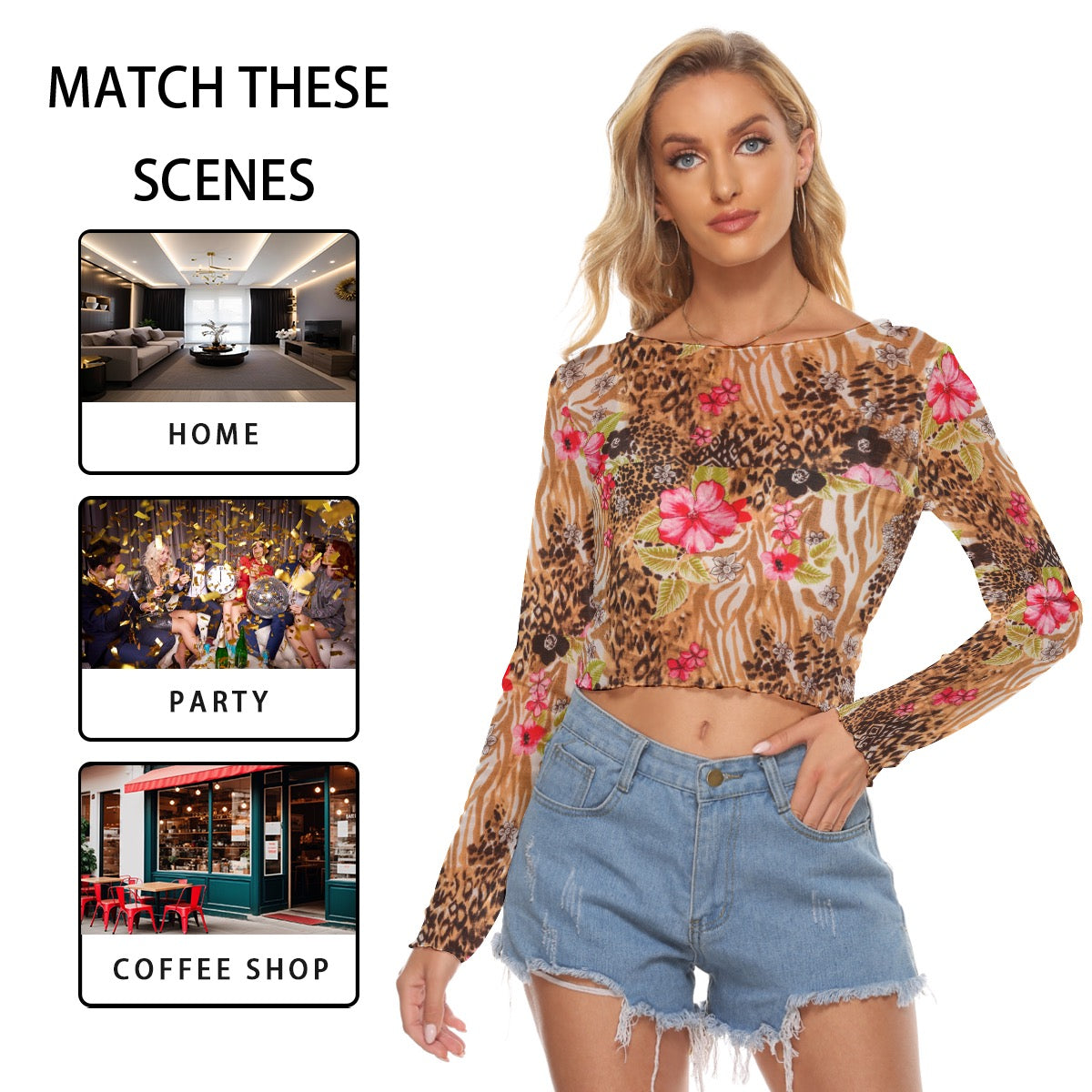 All-Over Print Women's Mesh Long Sleeves T-shirt