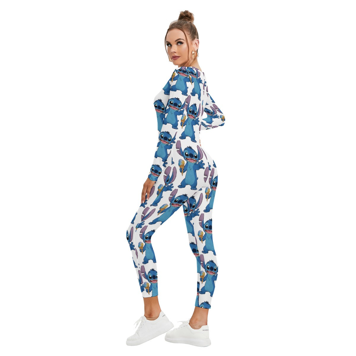 All-Over Print Women's Plunging Neck Jumpsuit