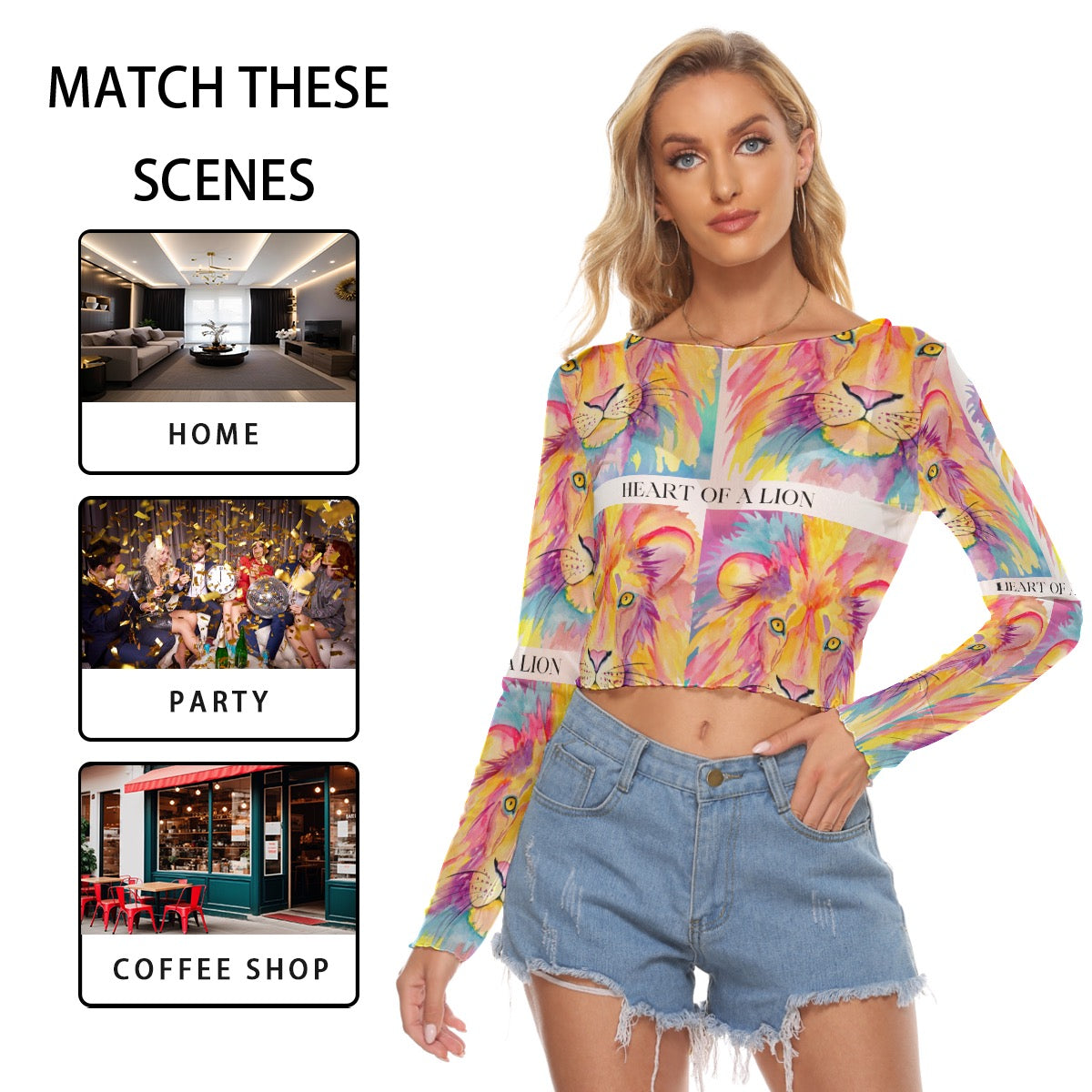 All-Over Print Women's Mesh Long Sleeves T-shirt
