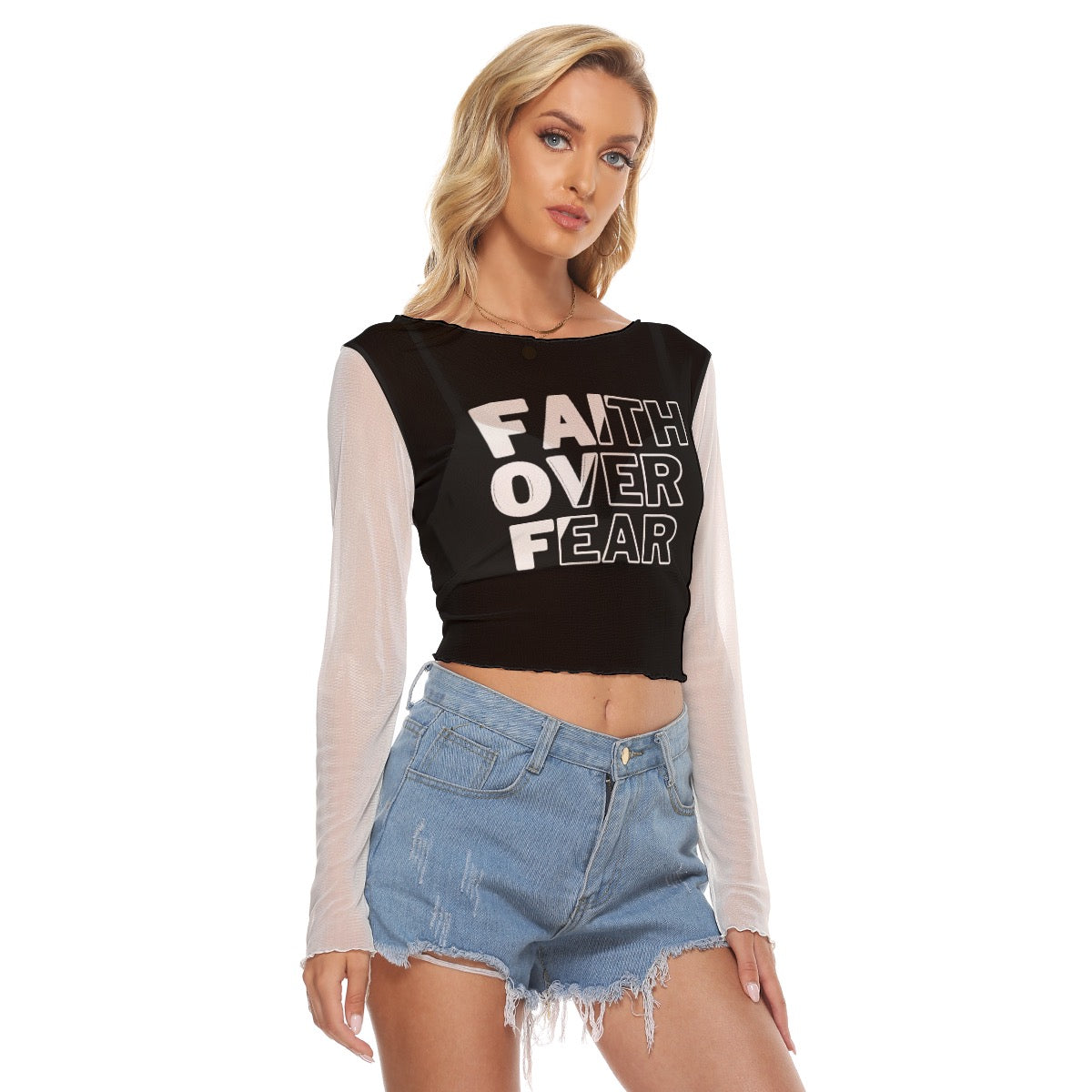 All-Over Print Women's Mesh Long Sleeves T-shirt