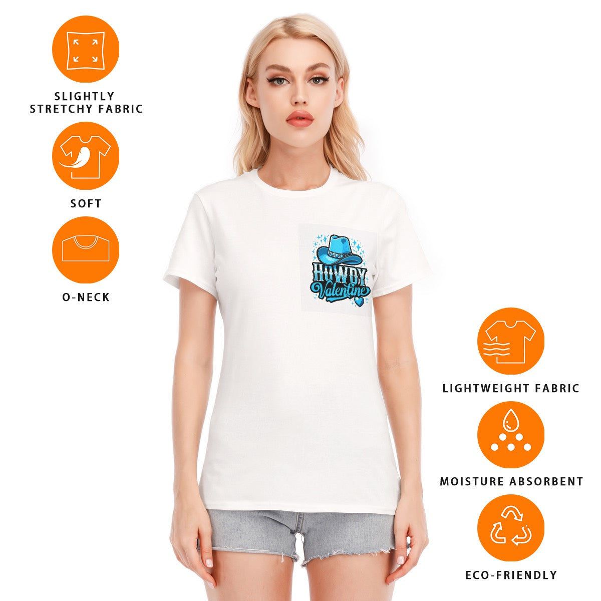 All-Over Print Women's Round Neck T-Shirt | 190GSM Cotton