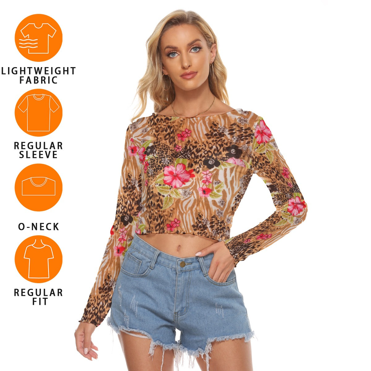 All-Over Print Women's Mesh Long Sleeves T-shirt